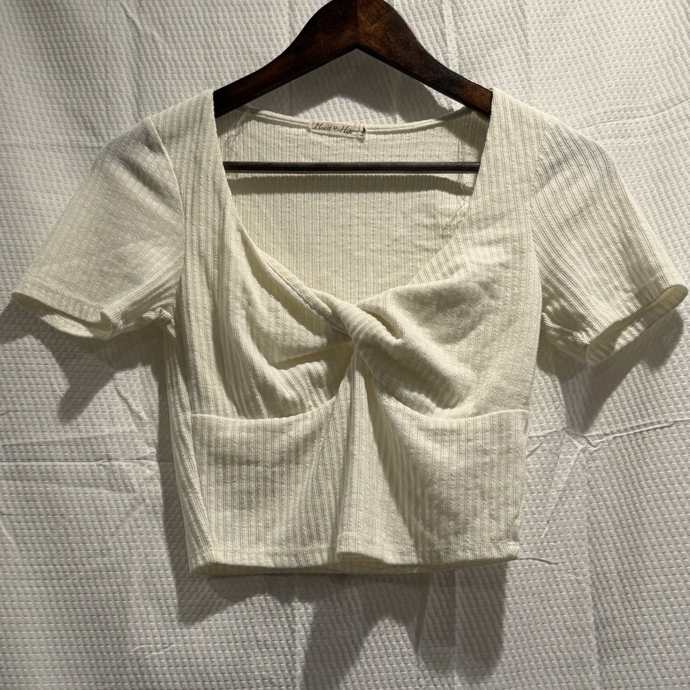 Heart & Hips Ivory Sweetheart Scoop Neck Crop Top Small Whimsygoth Renaissance